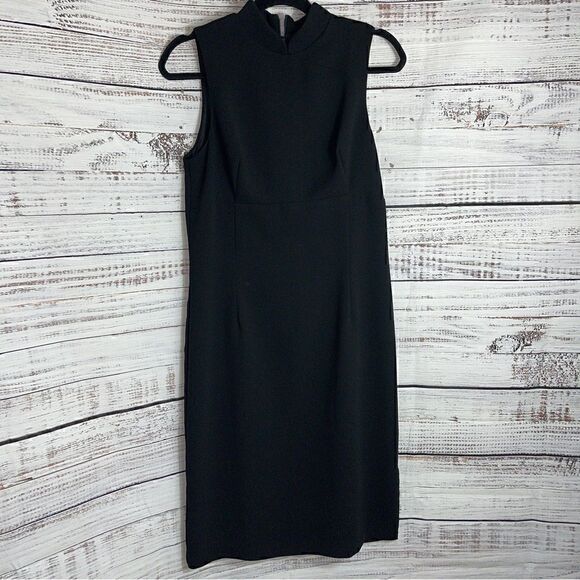 Vintage Mica Dress Womens Size 10 Black sheath midi mandarin collar made in USA - Picture 3 of 11